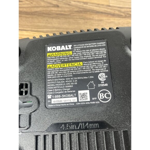 Kobalt 40V MAX Extended Run 5.0Ah Li-Ion Battery KB 540-06 With Charger Tested - Picture 8 of 8